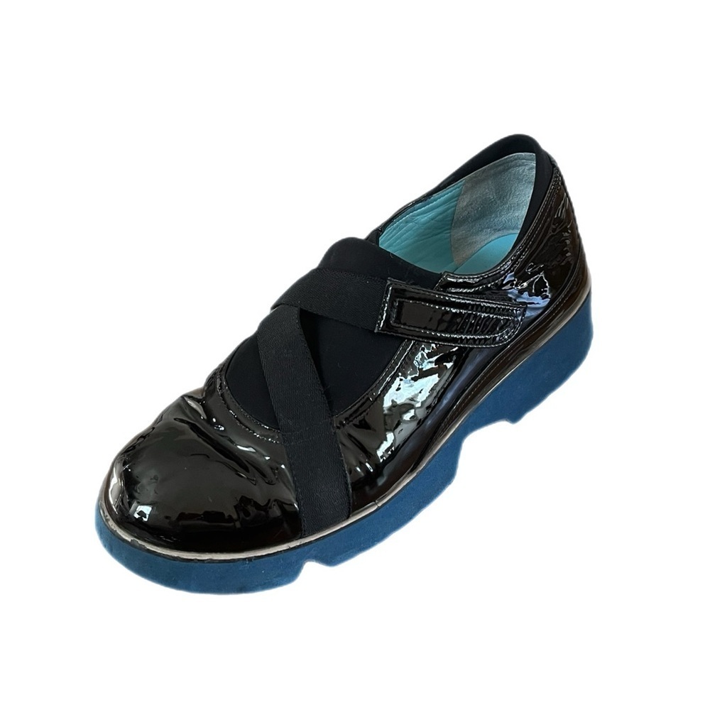 Thierry Rabotin Made in Italy Lena Black Patent Leather with Velcro Strap Size 6 - Picture 2 of 7